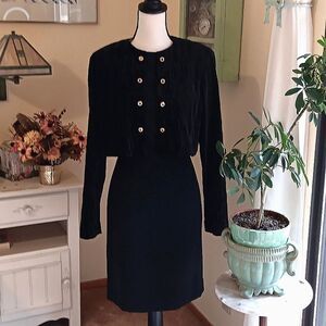 Vintage  Evan-Picone Two-Piece Look Black Dress. Dark Academia, Whimsigoth,  LBD